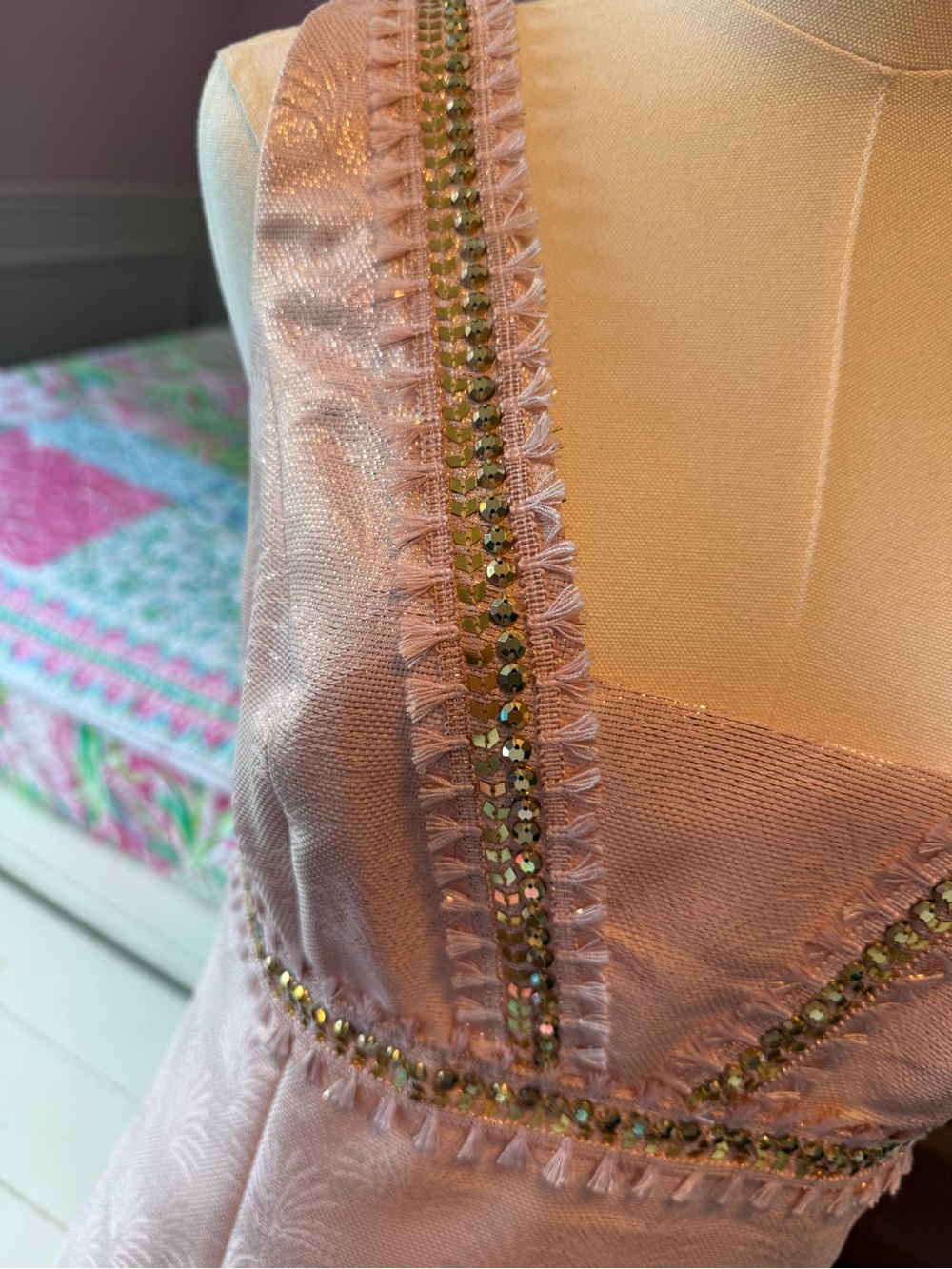 Lilly Pulitzer Blush Pink Embellished V-Neck Sleeveless Dress - Picture 4 of 8